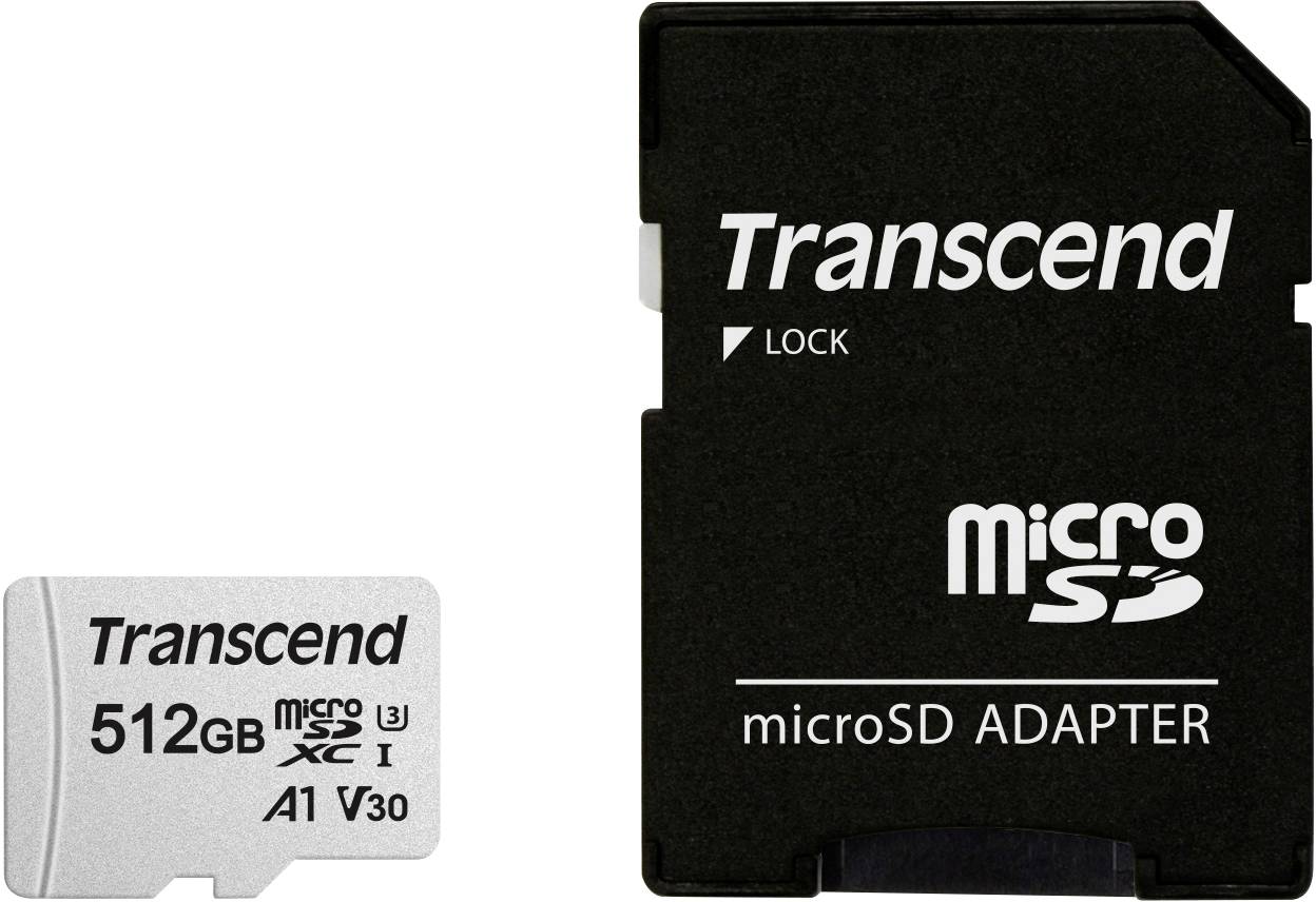 Transcend Premium 300S microSDXC card 512 GB Class 10, UHS-I, UHS-Class 3, v30 Video Speed Class, A1 Application Performance