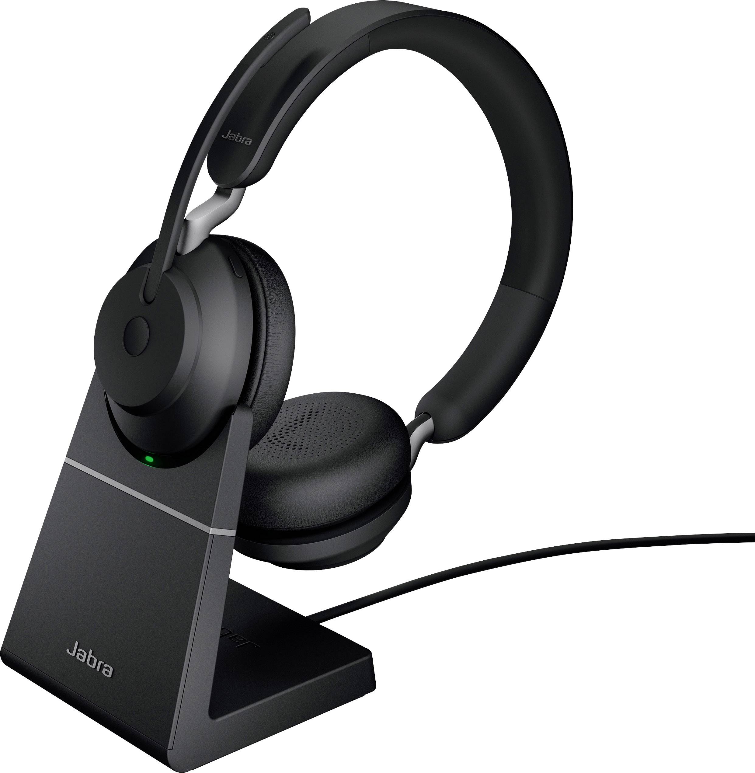 Jabra Evolve2 65 UC On-ear headset Bluetooth® (1075101) Stereo Black Noise cancelling Volume control, Battery indicator