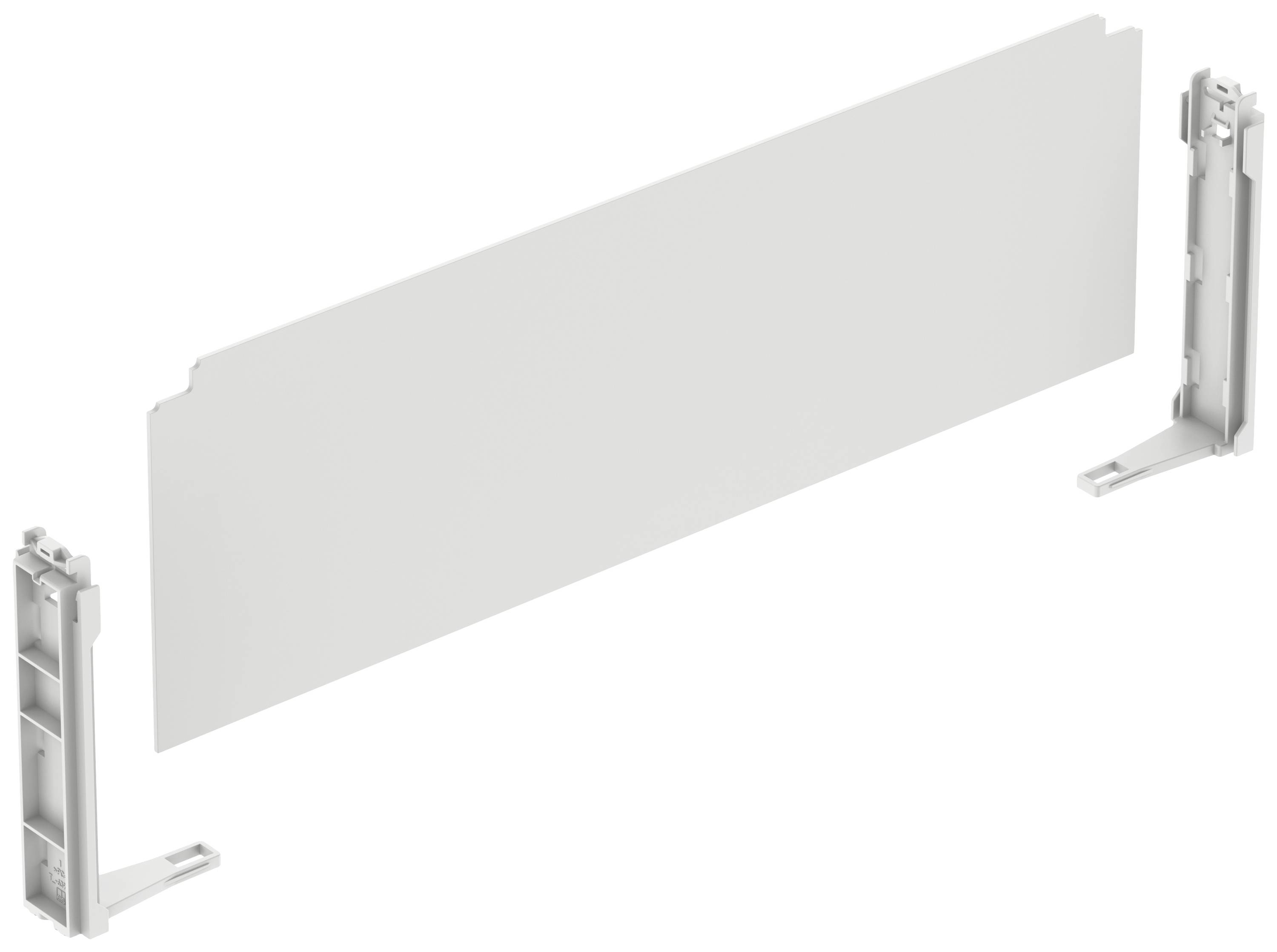 Grey plastic component with two mounting brackets, potentially a housing or cover element.