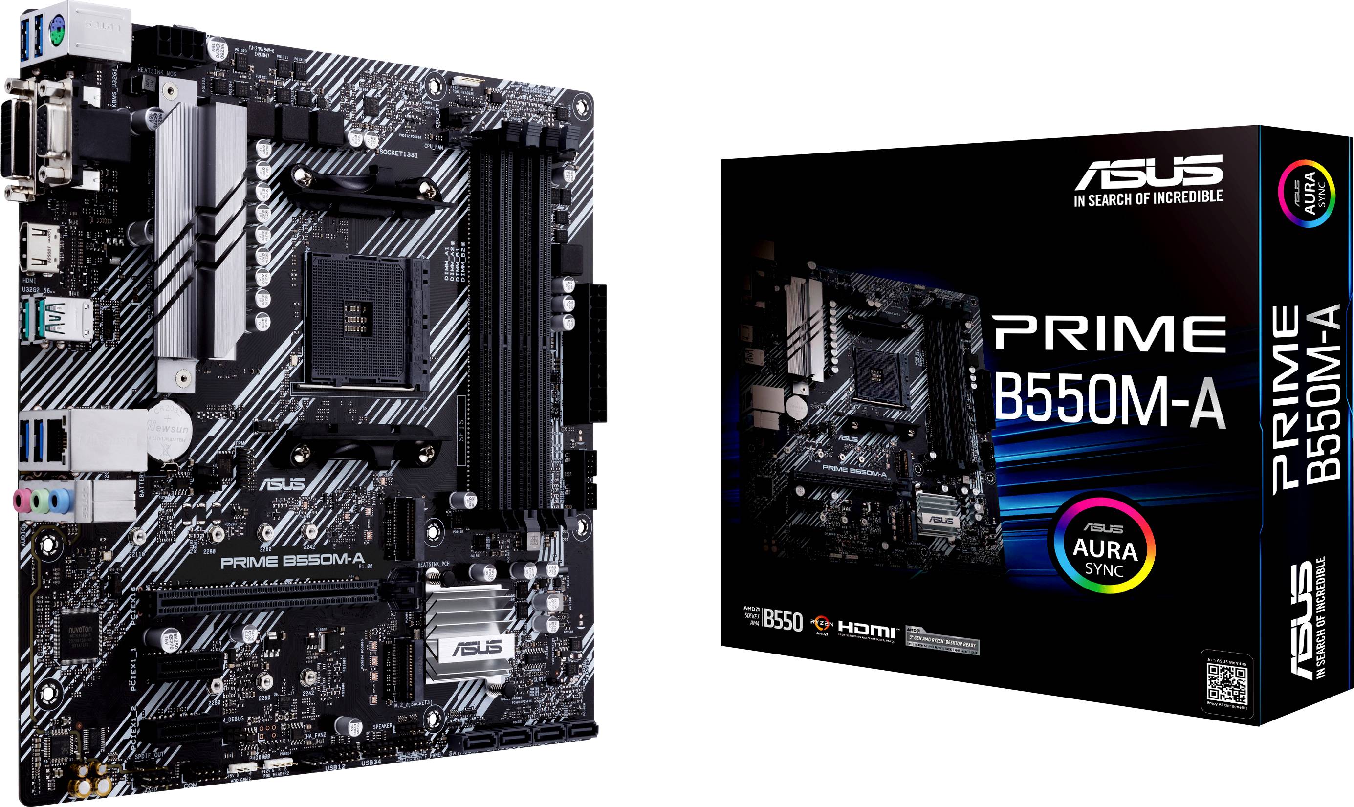 Asus PRIME B550M-A Motherboard PC base AMD AM4 Form factor Micro-ATX Motherboard chipset AMD® B550