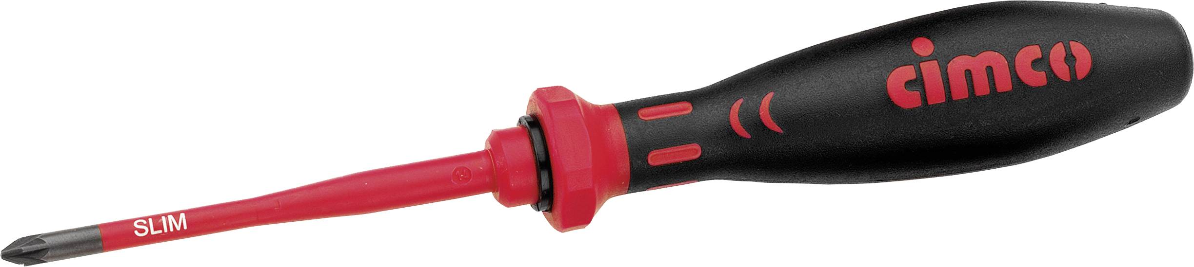 Black and red screwdriver with 'Slim' written on the shaft and 'cimco' on the handle.
