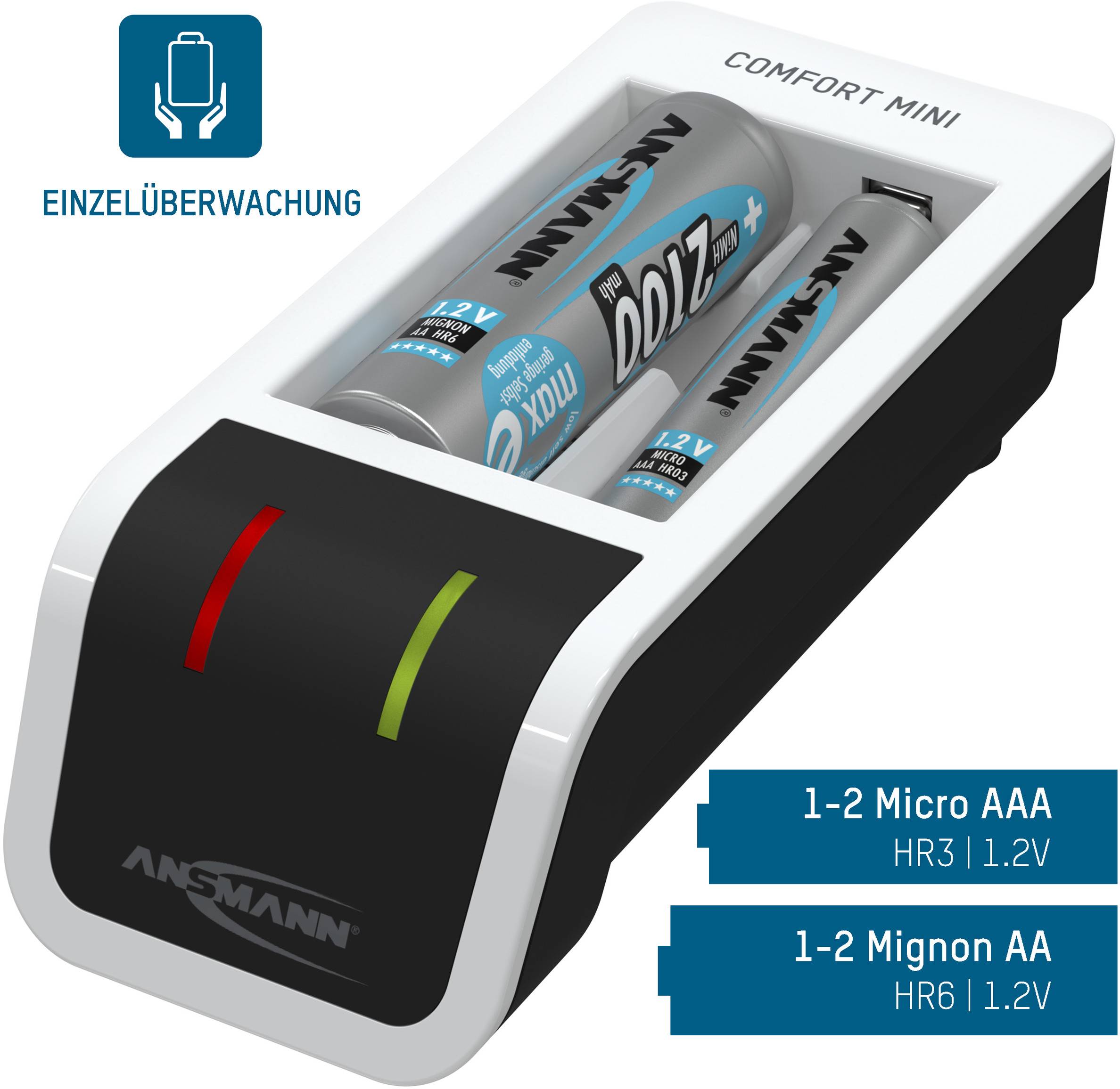 Ansmann Comfort Mini Charger for cylindrical cells NiMH AAA , AA