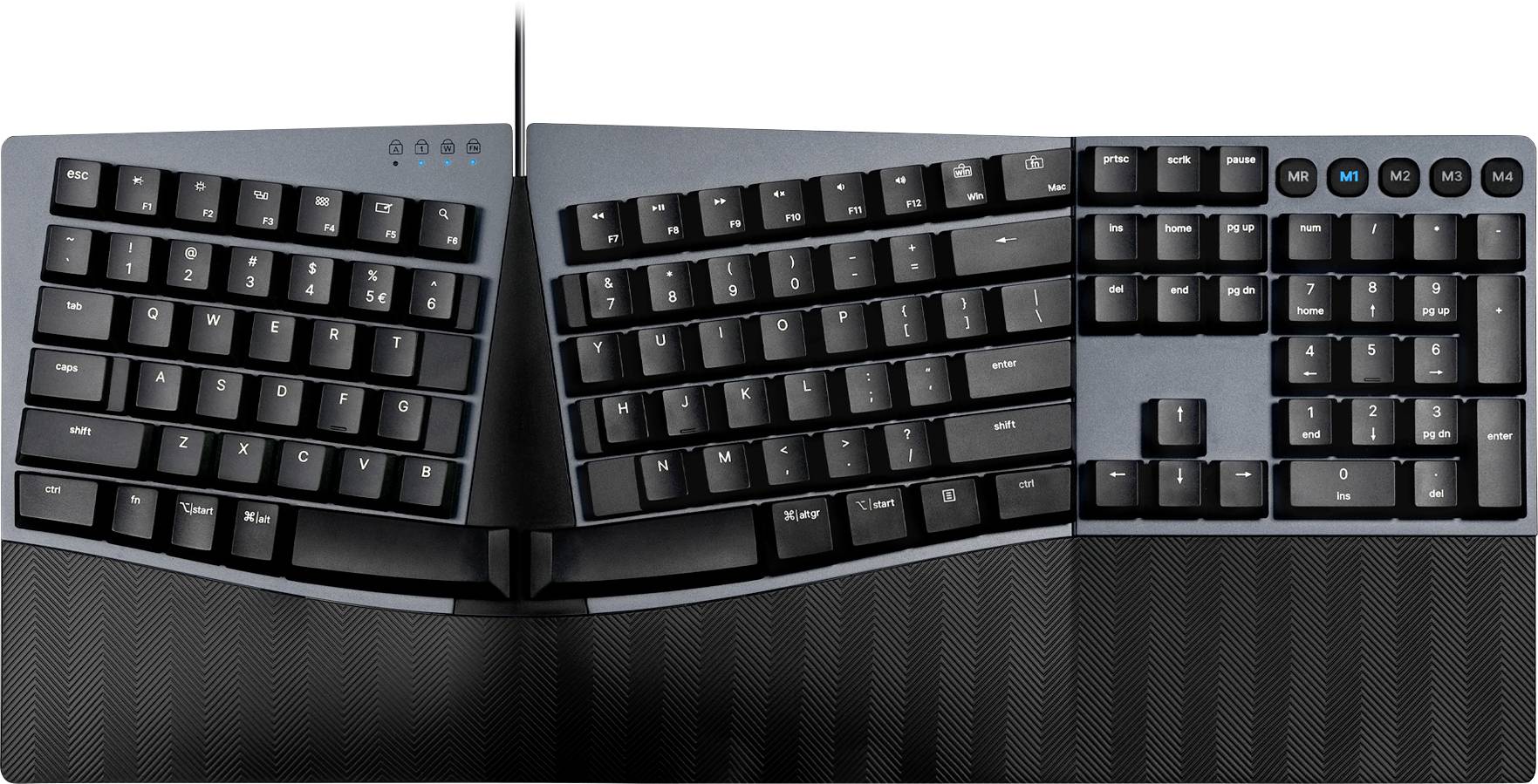 Perixx PERIBOARD-535 BL DE USB Keyboard German, QWERTZ Black Ergonomic