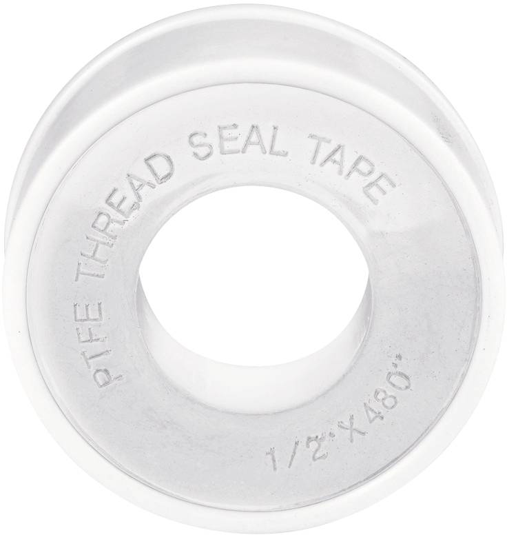 Roll of PTFE thread seal tape, labelled 'PTFE Thread Seal Tape, 1/2