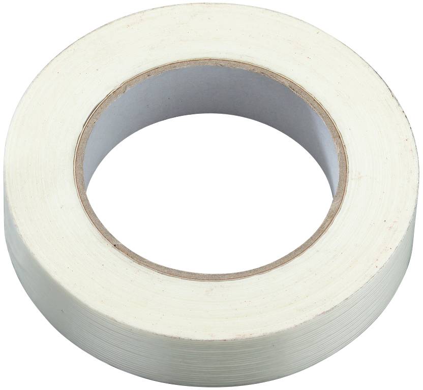 A roll of white adhesive tape on a white background.