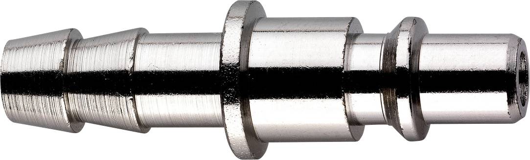 Metal cylindrical hose fitting with threaded end and stepped connector sections, shown on a white background.