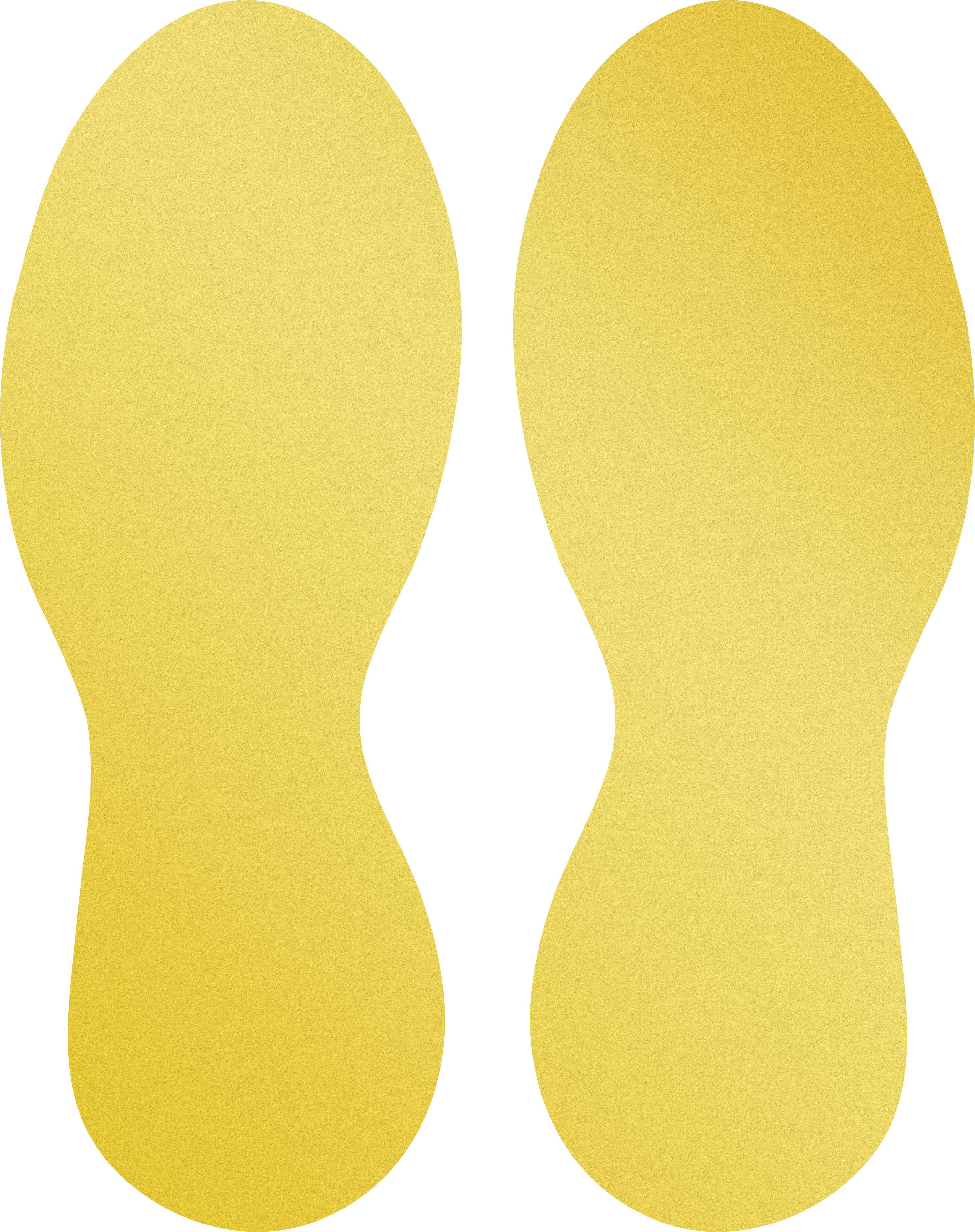 Yellow footprints stand side by side, symbolising a standing or walking person.