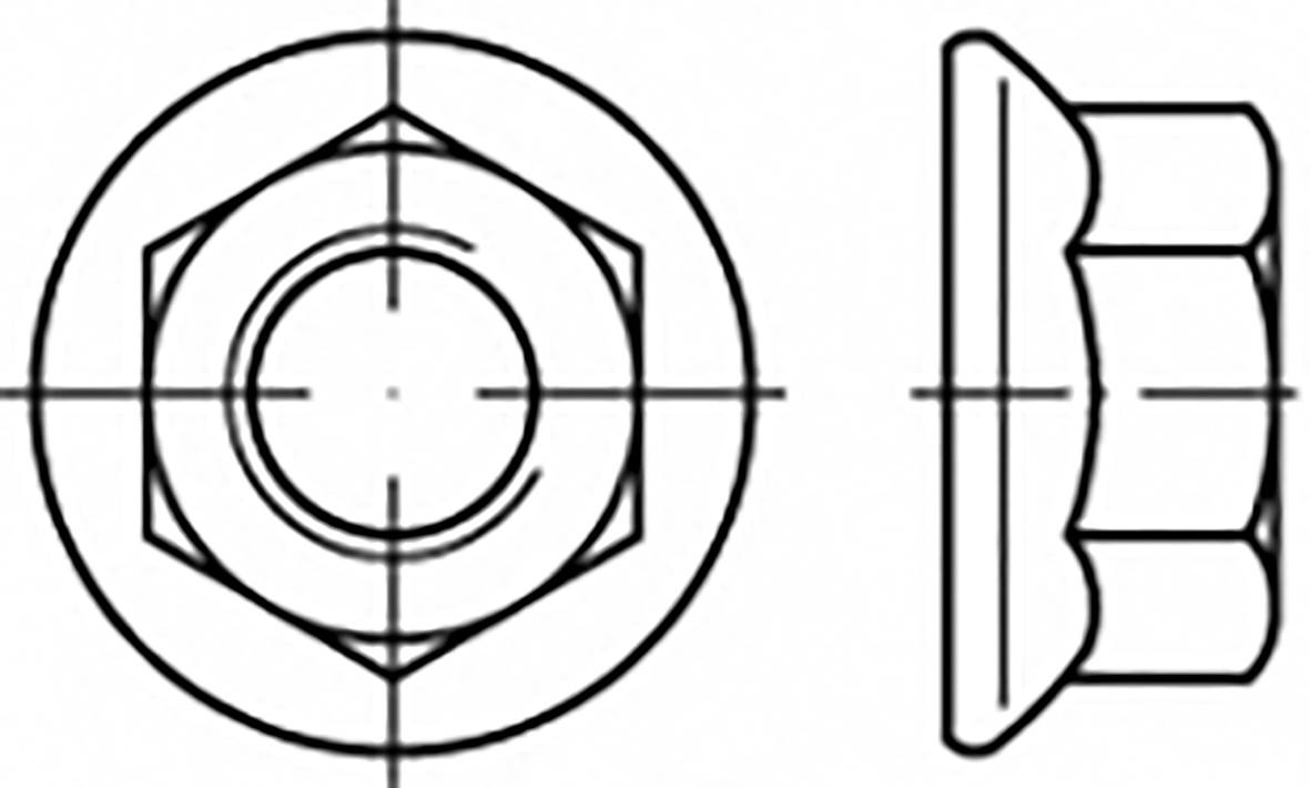 TOOLCRAFT TO-6866949 Hex nuts ( + flange) M12 Steel zinc plated 250 pc(s)