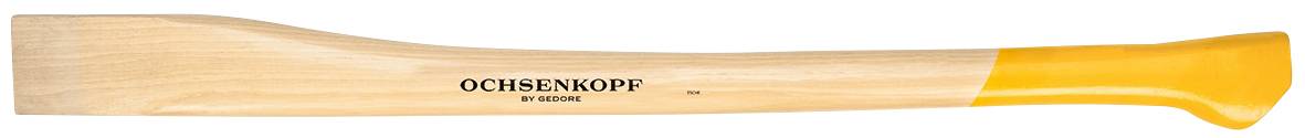 'Axtstiel von Ochsenkopf': Light wooden handle with a yellow end, suitable for specific axe models.