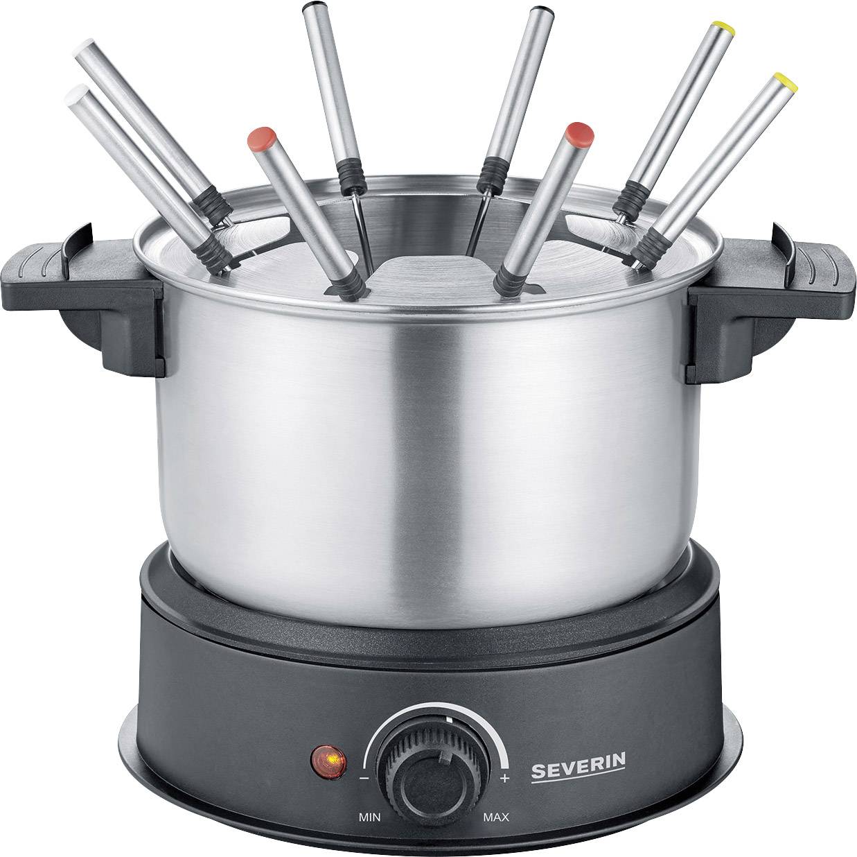 Severin 2470 Fondue 1500 W 8 fondue forks Stainless steel (brushed), Black