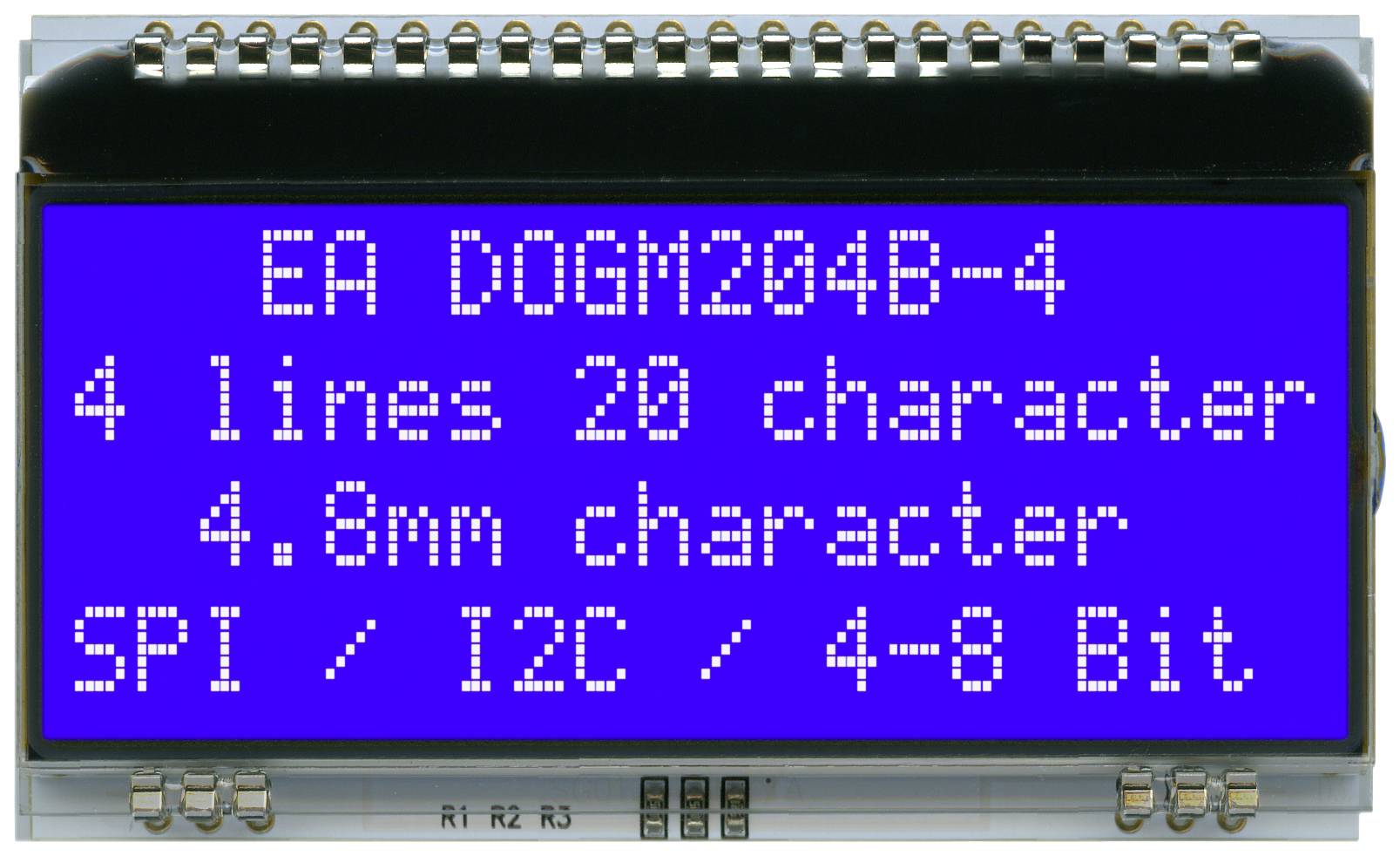 DISPLAY VISIONS Seven-segment display Blue 4.80 mm 3.3 V, 5 V No. of digits: 4 EADOGM204B-A