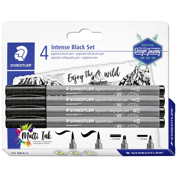 Staedtler Colour pen Intense Black 37 BK4-1 Black 1 mm, 2 mm 4 pc(s) Staedtler Colour pen Intense Black 37 BK4-1 Black 1 mm, 2 mm 4 pc(s)