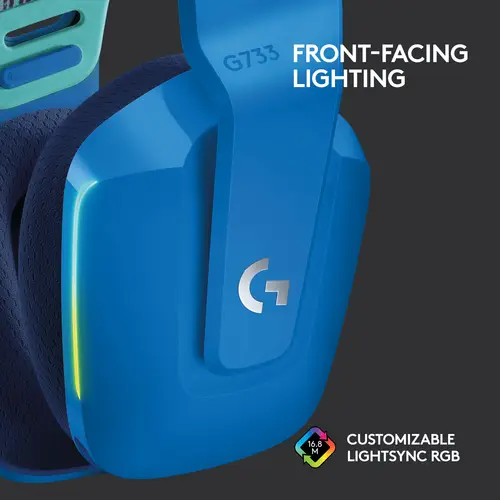 Logitech Gaming G733 LIGHTSPEED Gaming On-ear headset Cordless (1075099) 7.1 Surround Blue Volume control Logitech Gaming G733 LIGHTSPEED Gaming On-ear headset Cordless (1075099) 7.1 Surround Blue Volume control
