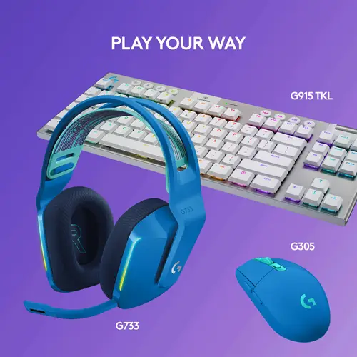 Logitech Gaming G733 LIGHTSPEED Gaming On-ear headset Cordless (1075099) 7.1 Surround Blue Volume control Logitech Gaming G733 LIGHTSPEED Gaming On-ear headset Cordless (1075099) 7.1 Surround Blue Volume control