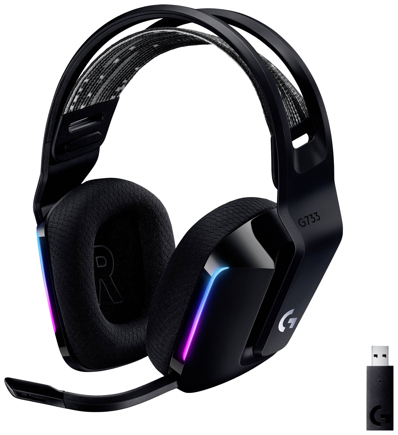 Logitech Gaming G733 LIGHTSPEED On-ear headset Wireless (1075099) 7.1 Surround Black Volume control Gaming