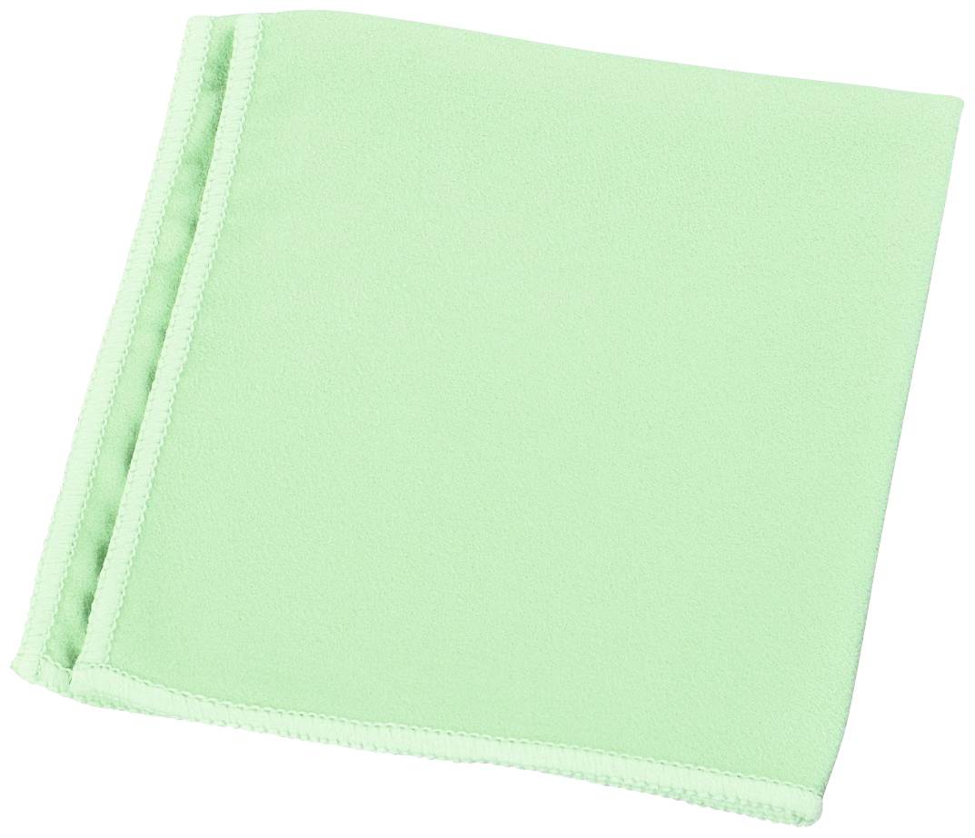 A light green microfibre cloth for cleaning.