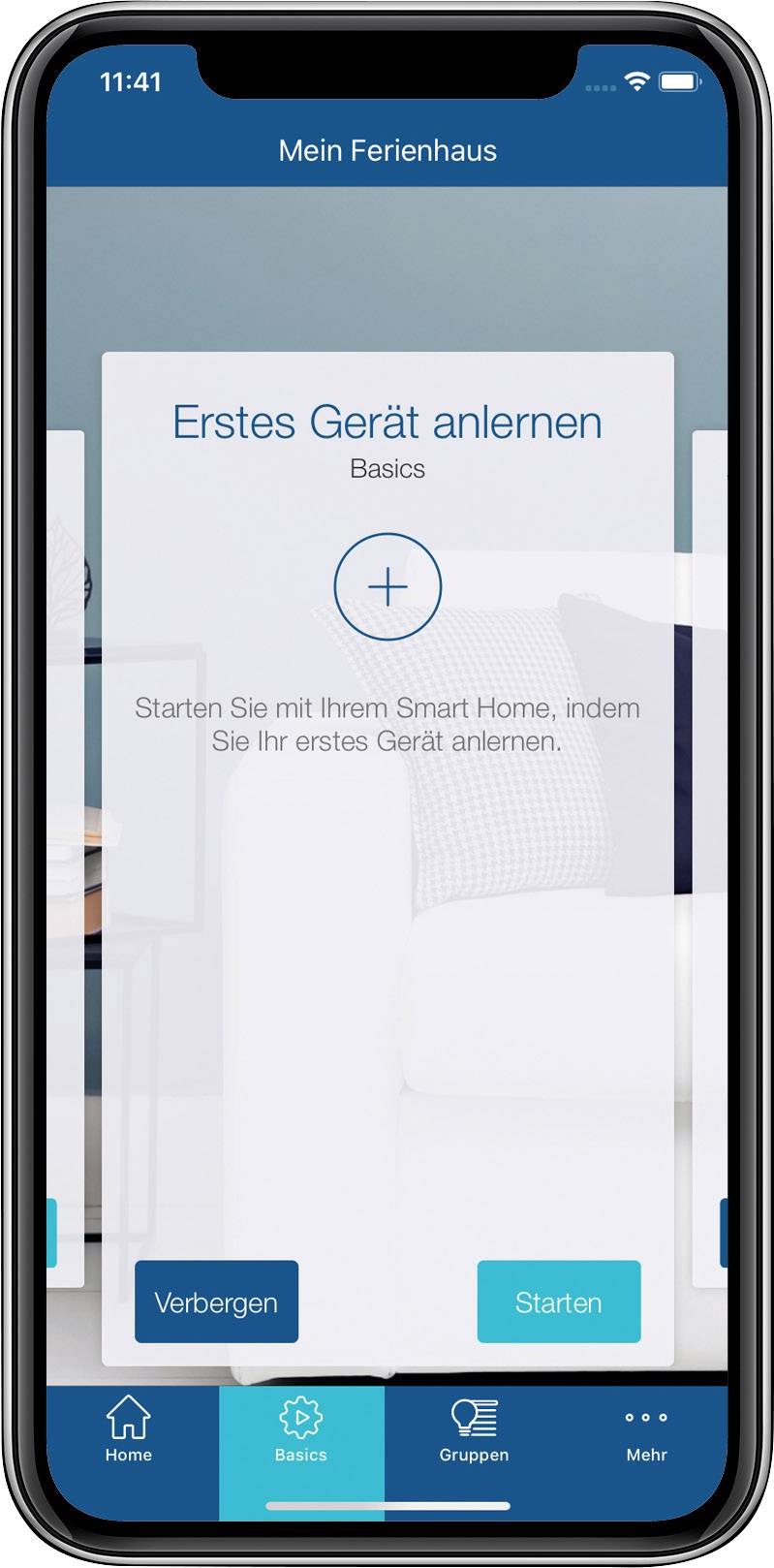 'Learn first device. Basics. Start your smart home by learning your first device.'Note: This translation uses British English spelling and phrasing while maintaining the original meaning and structure of the source text.