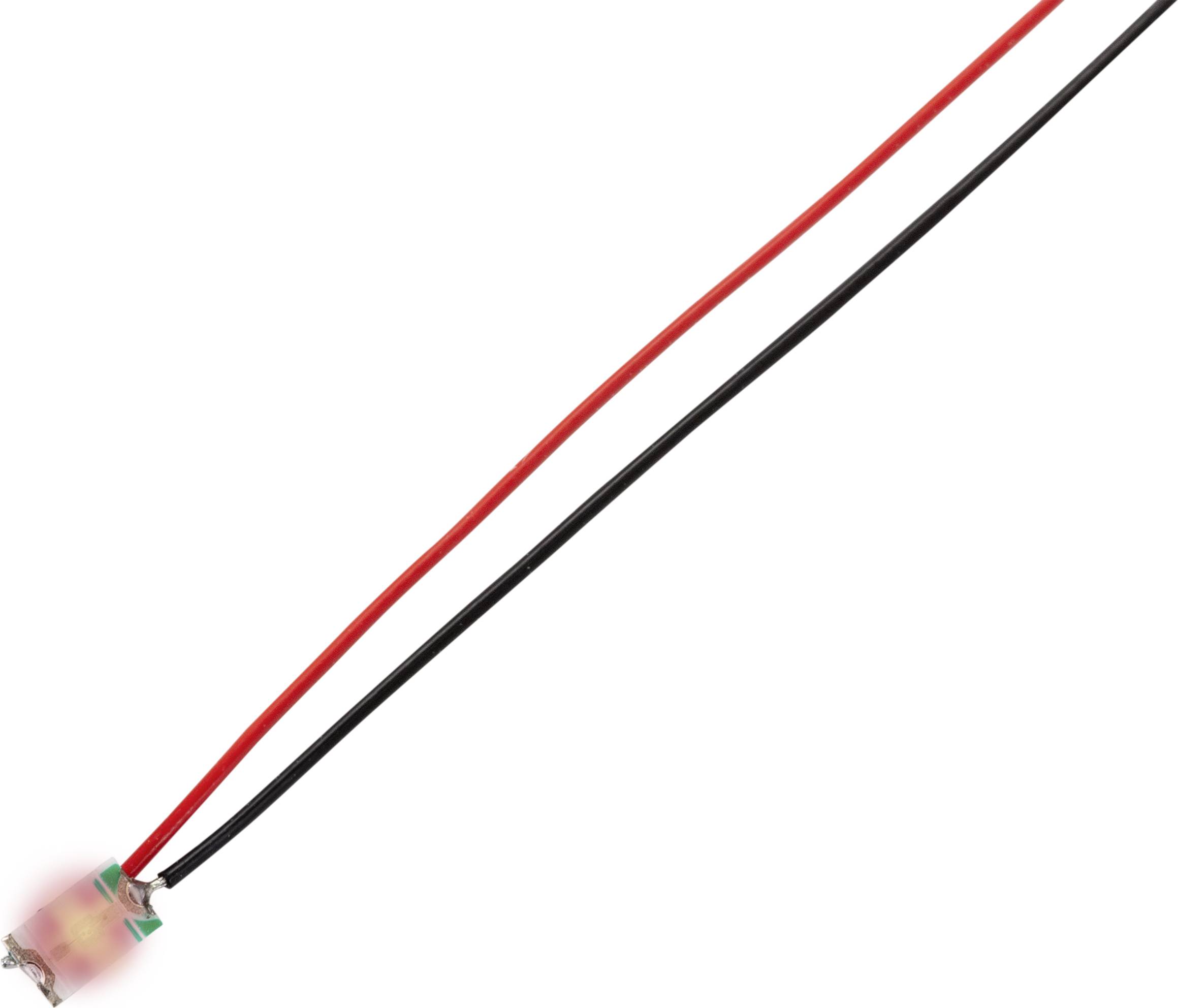 LED light with red and black wires for power supply.