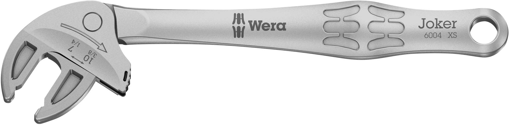 A Wera adjustable spanner, model 'Joker 6004 XS', in grey, suitable for various screw sizes.