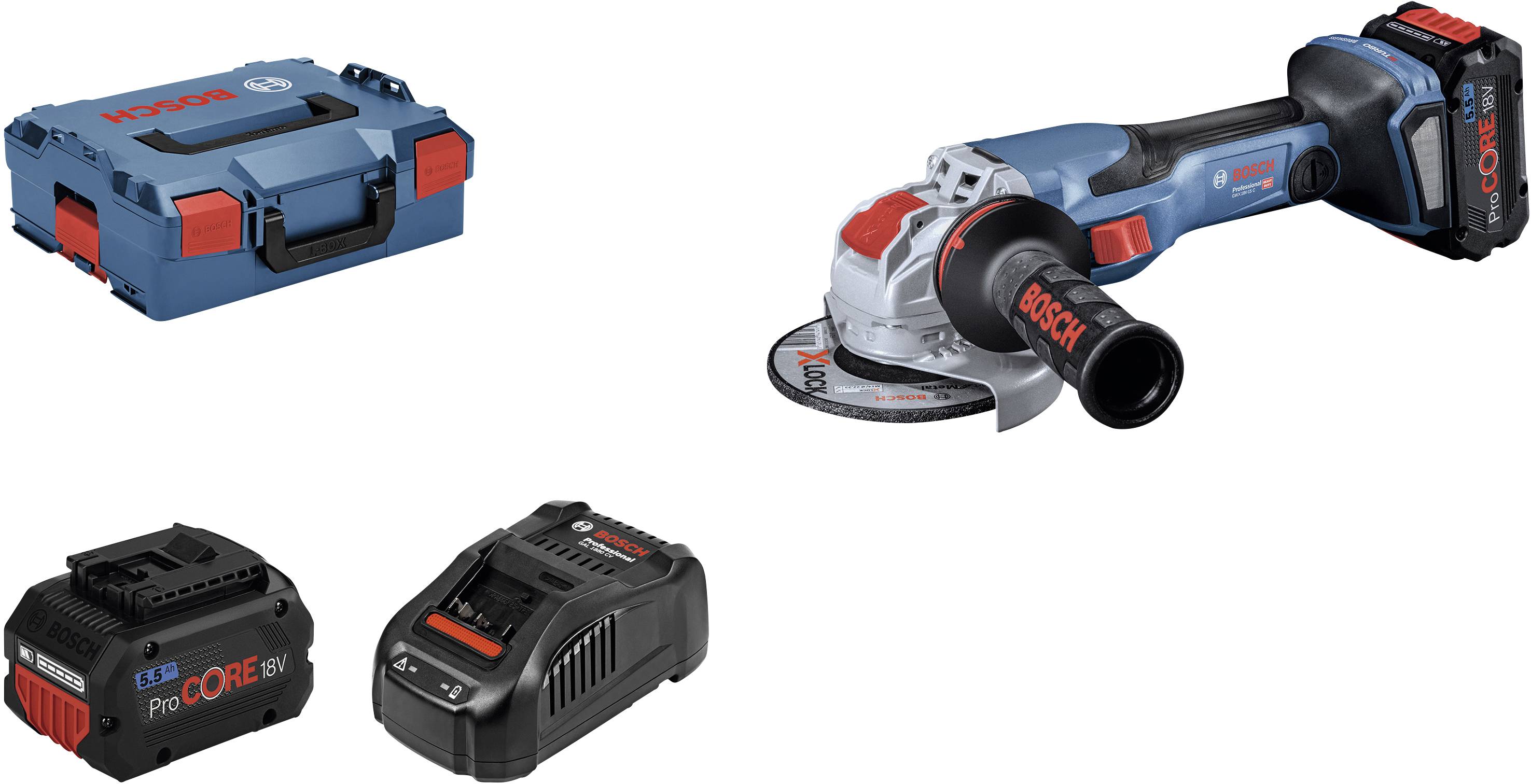Bosch Professional BITURBO GWX 18V-15 C 06019H6402 Cordless angle grinder 125 mm incl. spare battery 1500 W 18 V 5.5 Ah