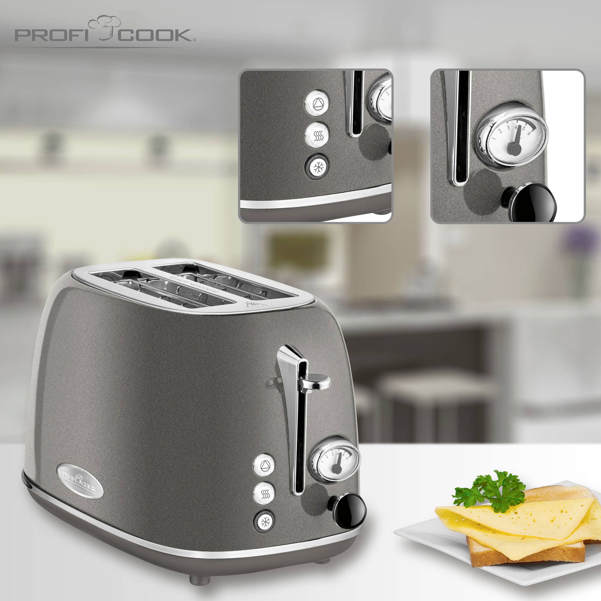 Profi Cook PC-TA 1193 Toaster Stainless steel, Anthracite