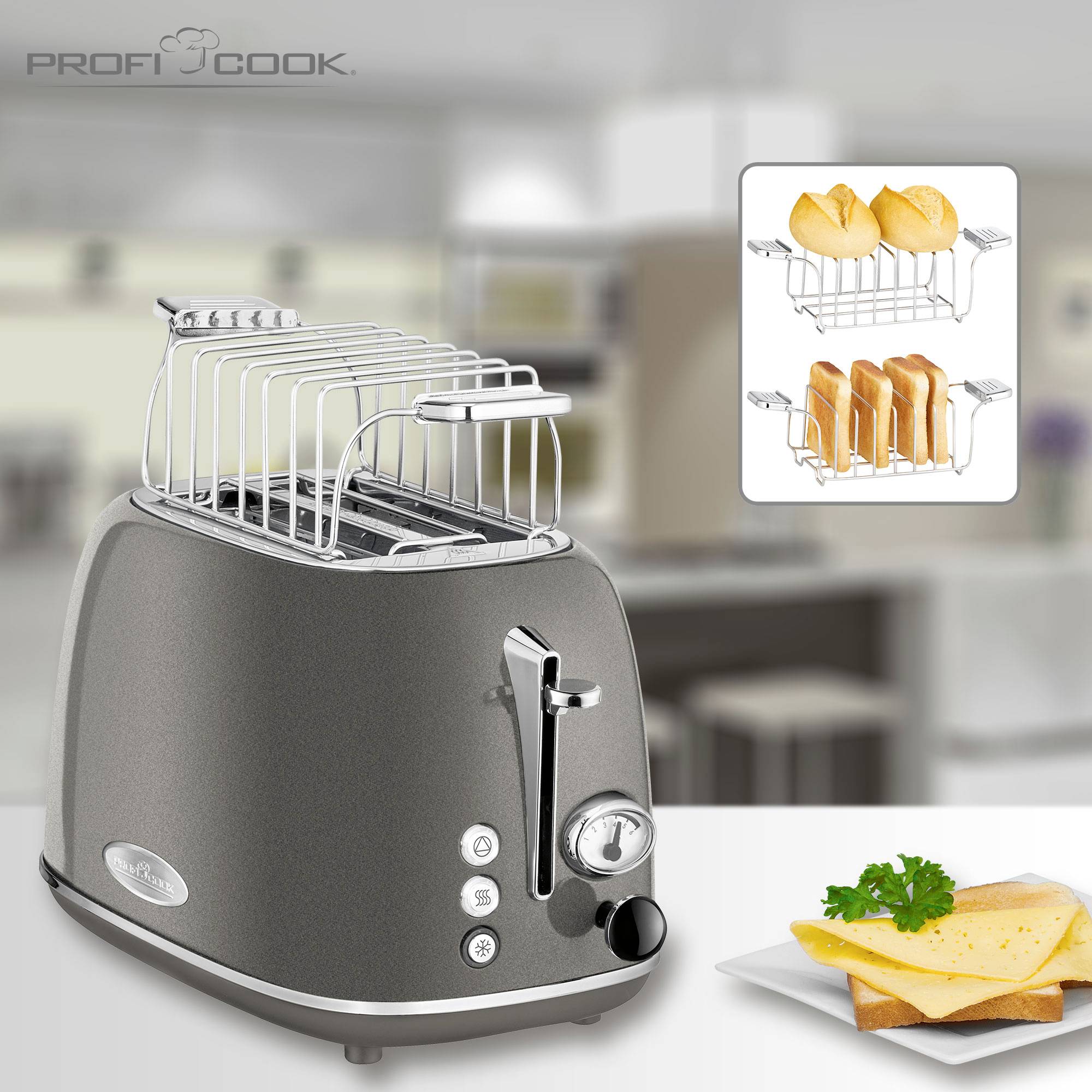 Profi Cook PC-TA 1193 Toaster Stainless steel, Anthracite