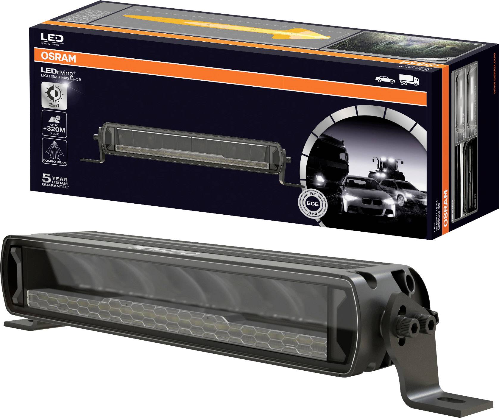 Osram Automotive High beam LEDDL110-CB LEDDL110-CB LED (monochrome) front (L x W x H) 54 x 390 x 86 mm