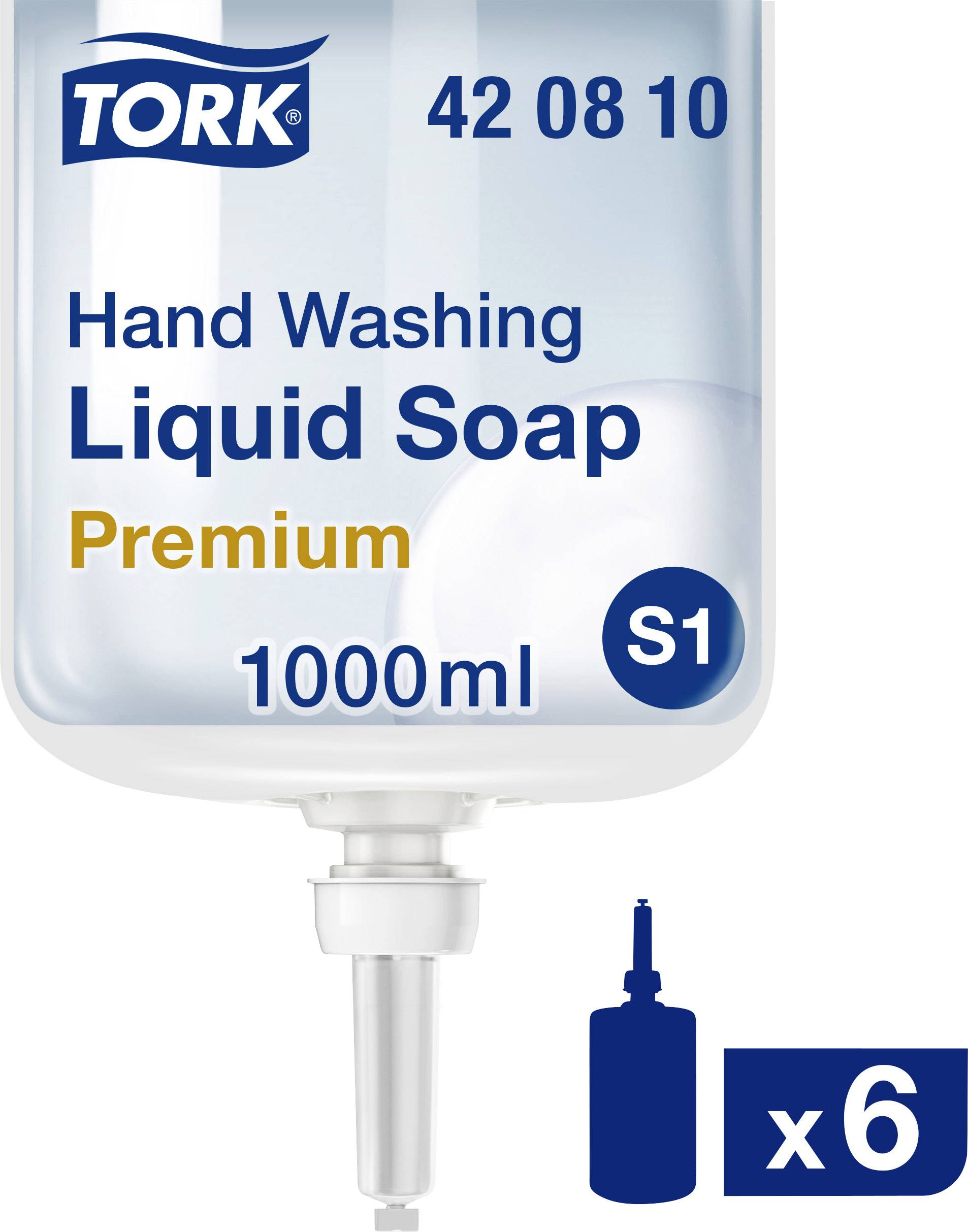 Bottle of 'TORK' Liquid Soap 1000 ml, Premium Quality, for Hand Cleaning, Item Number 42 08 10, Quantity: 6 Pieces.