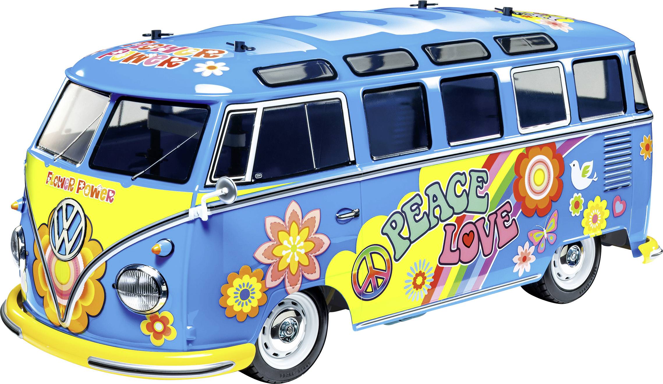Tamiya 1:10 RC VW Bus Type 2 T1 Flower Power 1:10 RC model car Electric Road version