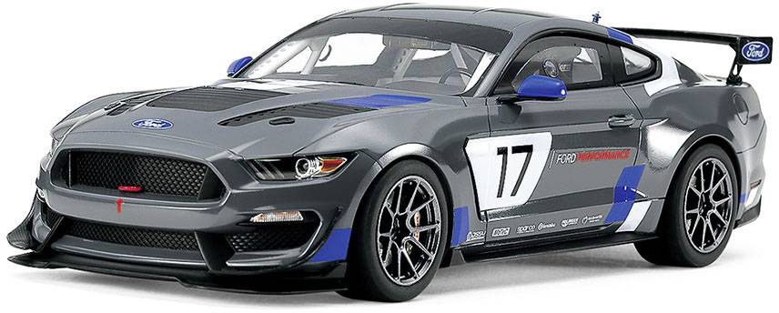 Grey sports car with blue and white accenting, race number 17 on the side.