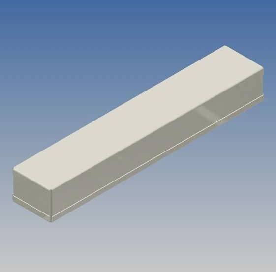 A small grey-translucent plastic enclosure in a rectangular shape against a blue background.