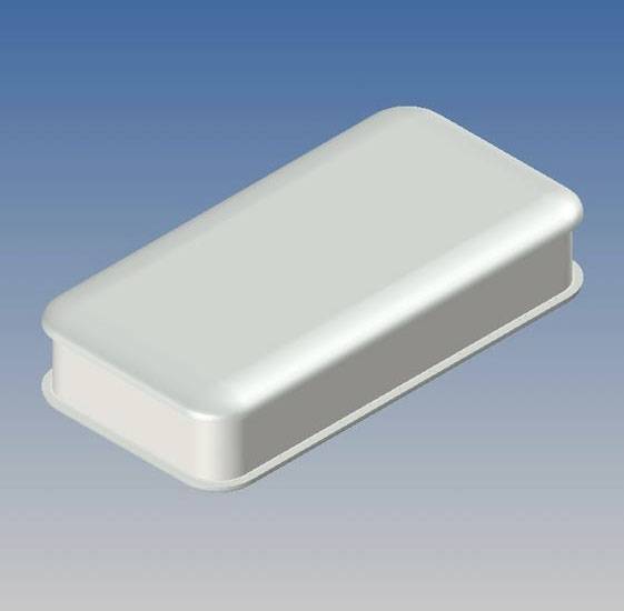 Rectangular metal casing against a blue gradient background.
