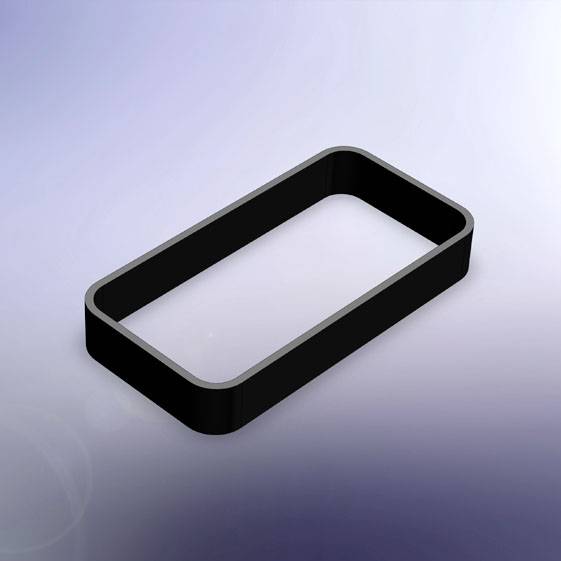 A black rectangular frame with rounded corners on a greyish-blue background.