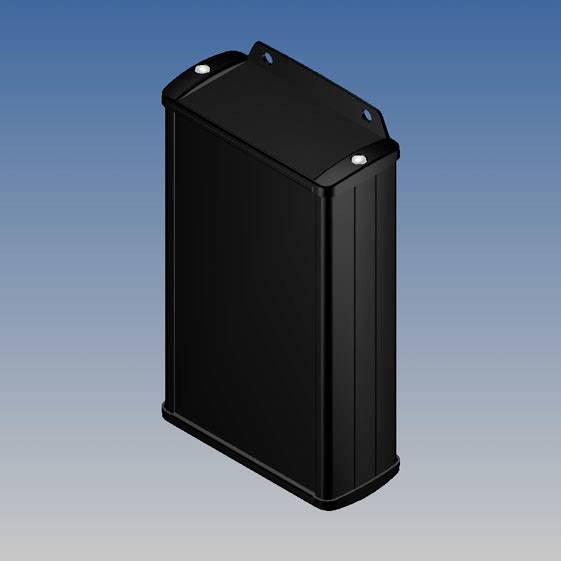 A black, rectangular technical box against a blue background.