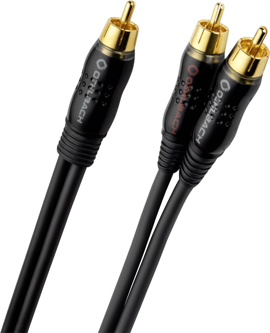 Three black audio cables with gold-plated RCA connectors, suitable for stereo sound connections.
