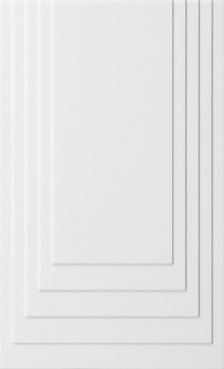 A white 3D relief structure with interlocking rectangular frames.