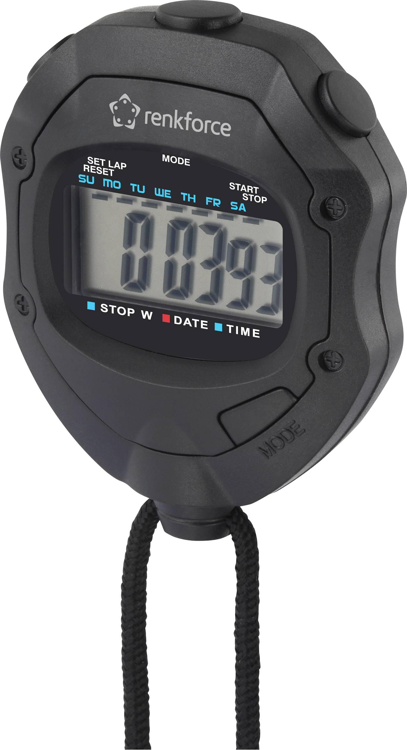 Renkforce RF-SW-110 Digital stopwatch Black