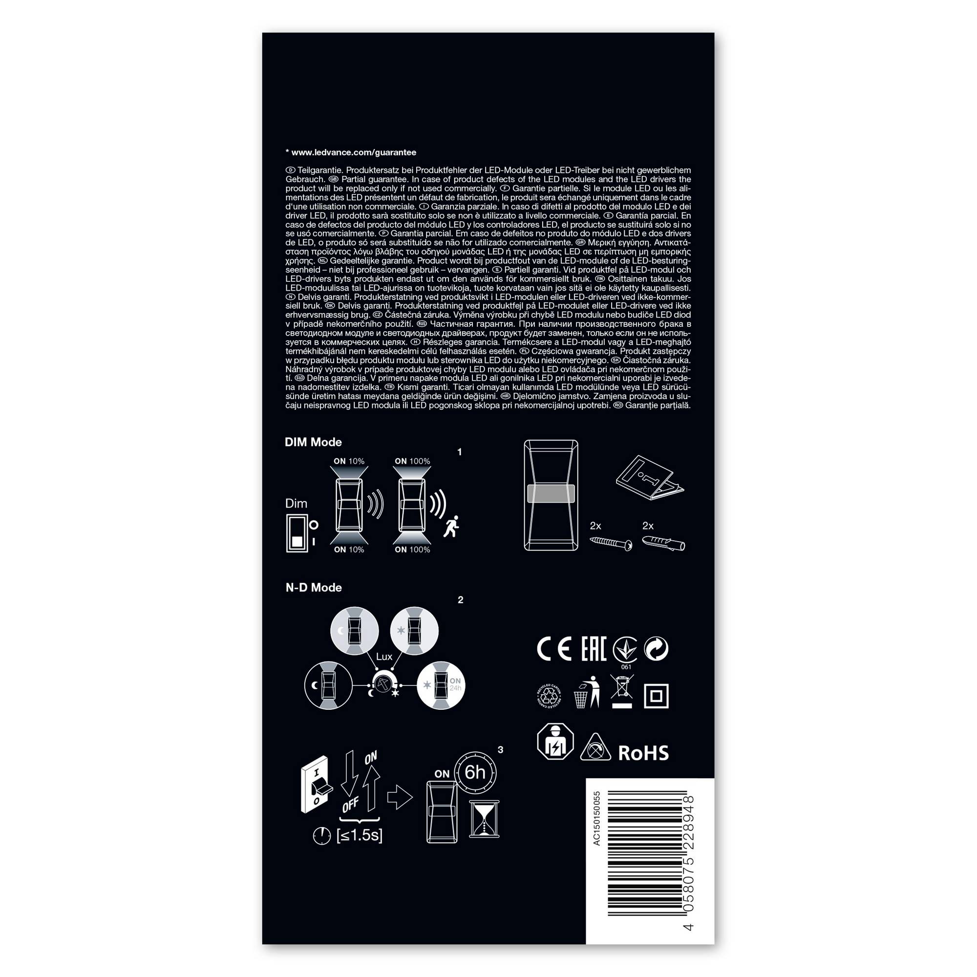 LEDVANCE E PRO UPDOWN S 10W 840 IP55 WT LEDV 4058075228948 Wall light (+ motion detector) 10 W White