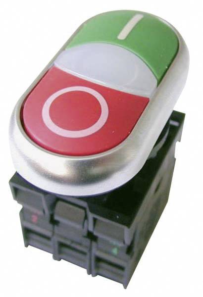 A two-colour switch with a green 'I' and a red 'O', symbolising turning on and off.