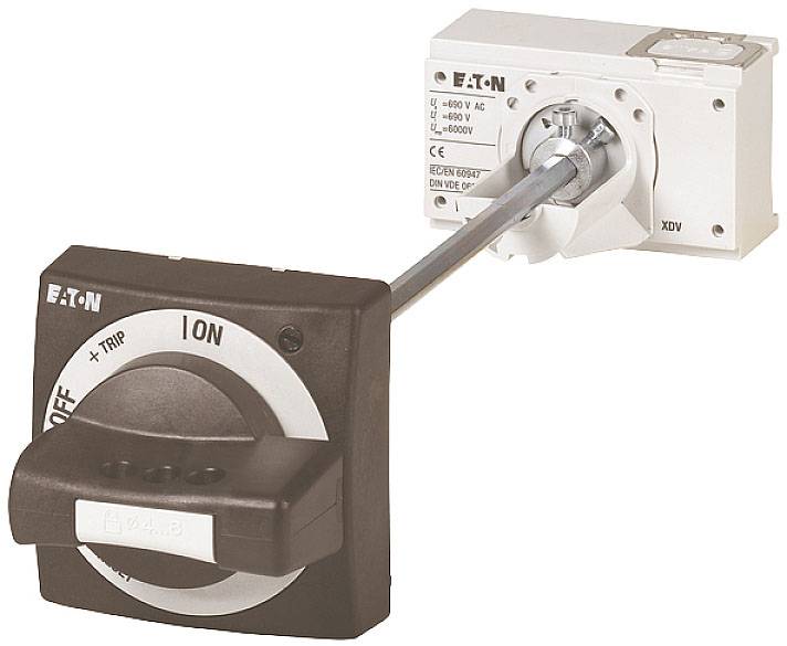 Eaton switch with positions 'ON', 'OFF', '+ TRIP'. Suitable for voltages up to 6000 V.