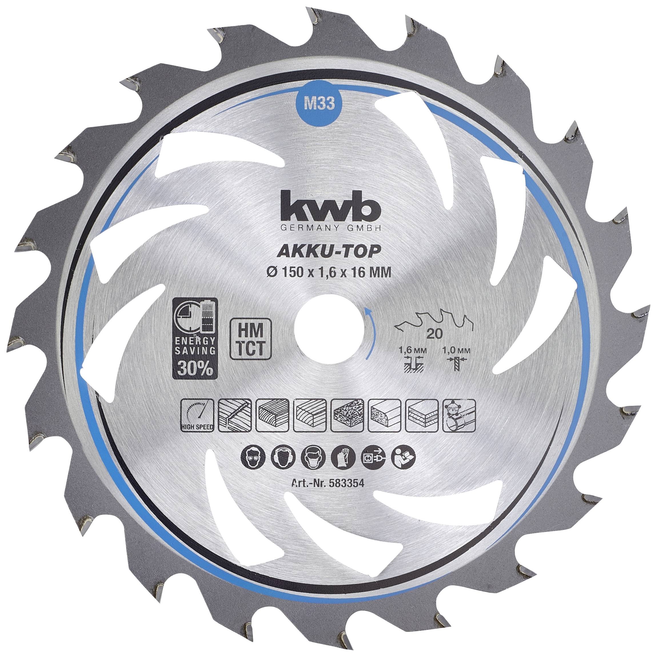 kwb 583354 Carbide metal circular saw blade 150 x 16 x 1.0 mm Number of cogs: 20 1 pc(s)