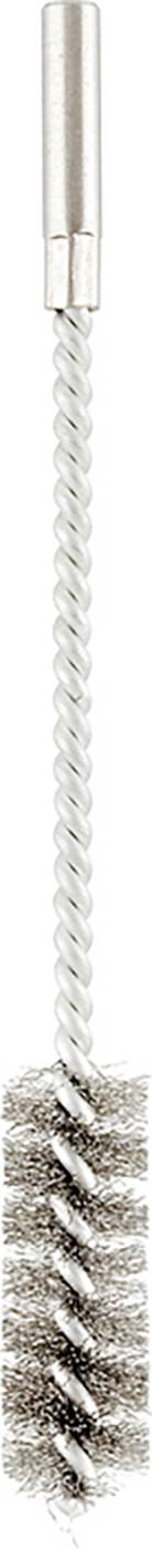 Cleaning brush with metal handle and bristles, suitable for cleaning pipes or hard-to-reach areas.