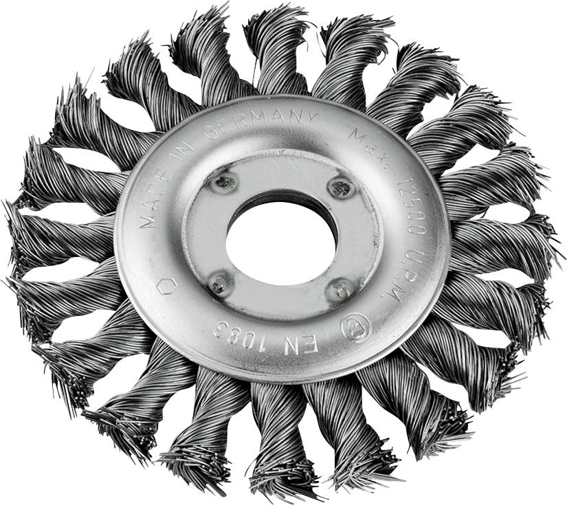 Wire brush attachment with twisted bristles and 