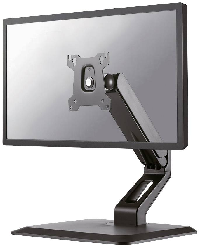 A computer monitor with an adjustable arm that allows the screen to be tilted at various angles and have its height adjusted.