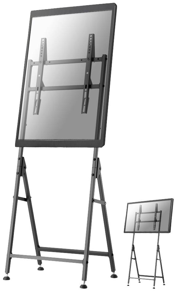 Black tripod stand with mountable flat screen.