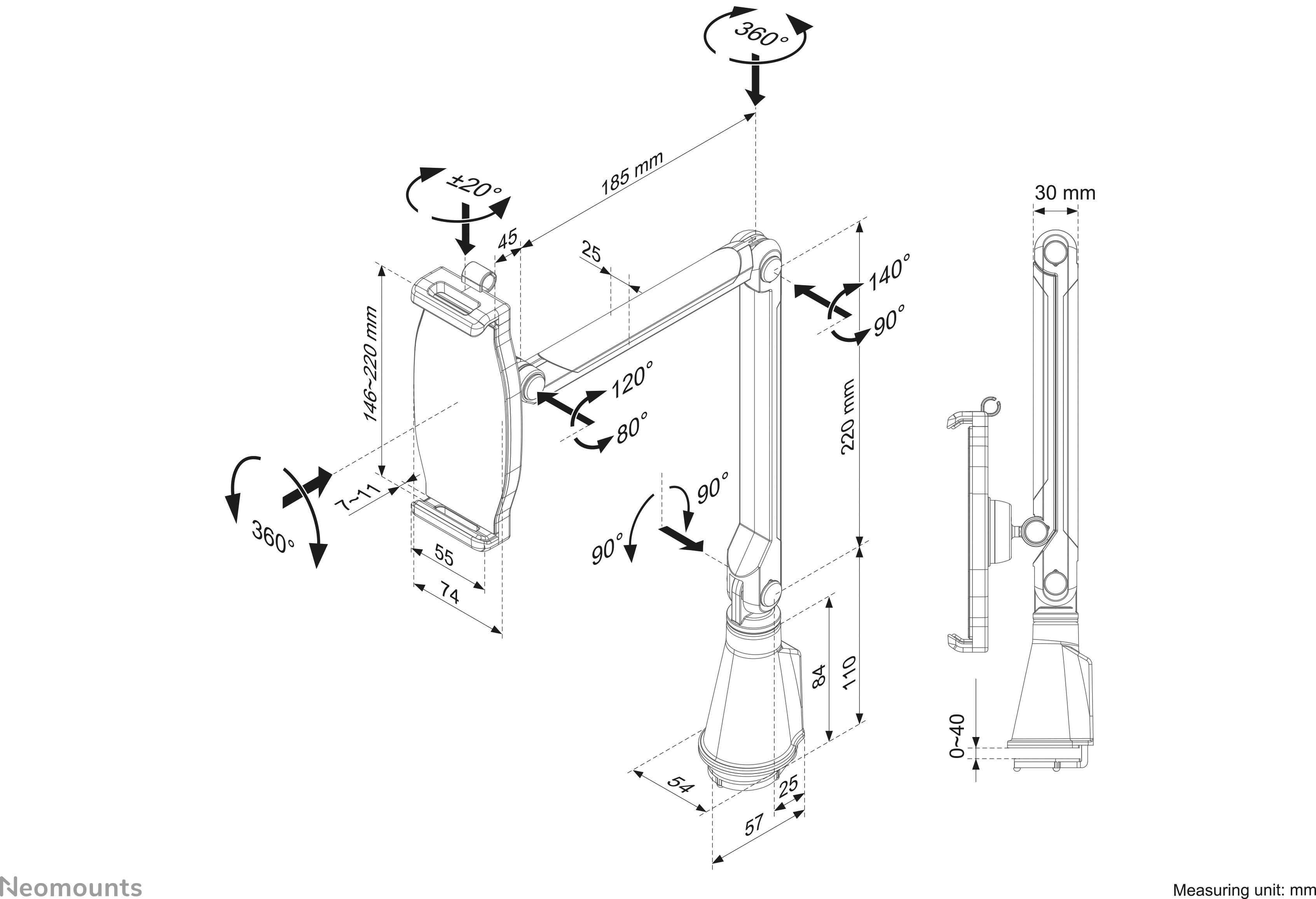 Neomounts TABLET-D100SILVER Tablet PC mount Universal