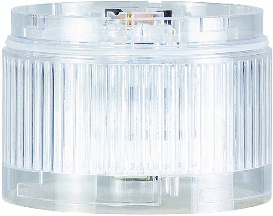 Empty transparent round plastic container with ridged exterior.