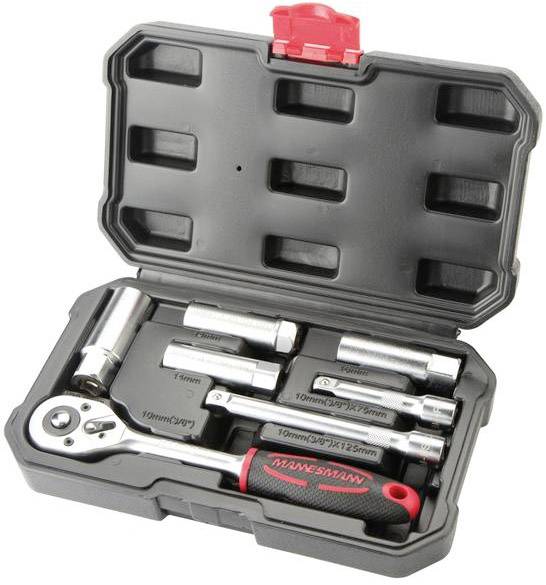 Brüder Mannesmann M00174 7-piece 3/8" spark plug mounting set.