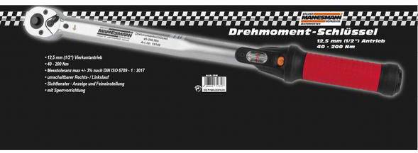 Brüder Mannesmann M18146 Torque wrench Forward/reverse ratchet 1/2" (12.5 mm) 40 - 200 Nm