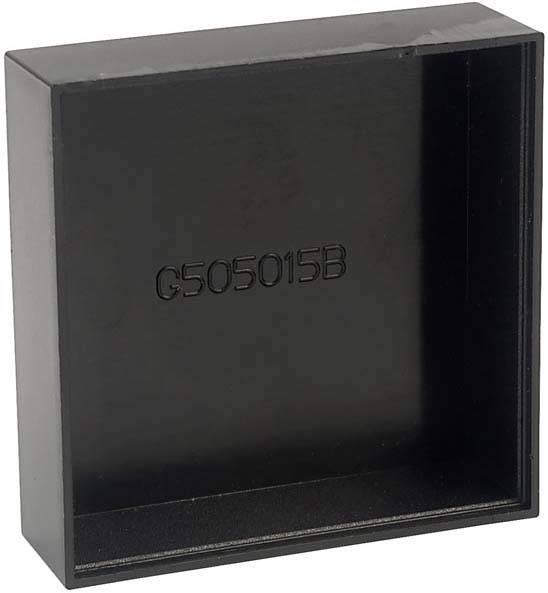 Black plastic cap marked with 'G505015B', likely a protective cover for hollow profiles or tubes.